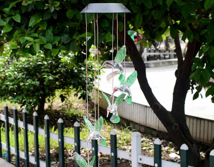 Color Changing Solar Power Wind Chime Crystal Ball Maroon Asteria