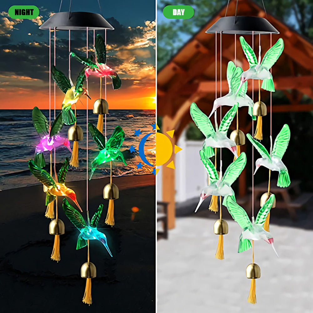 Color Changing Solar Power Wind Chime Crystal Ball Maroon Asteria