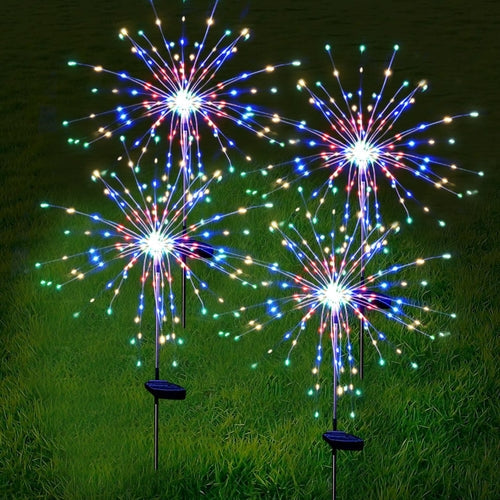 120LED  Solar Firework Lights Garden Christmas Decorations Pink Iolaus