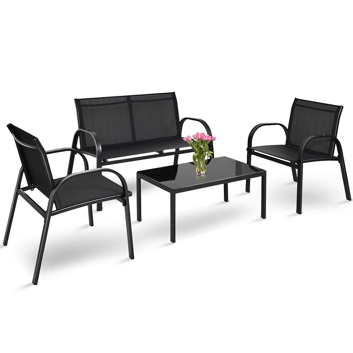 4 Pcs Patio Furniture Bistro Set Emerald Caeneus
