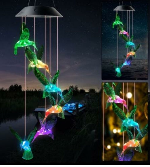 Color Changing Solar Power Wind Chime Crystal Ball Maroon Asteria