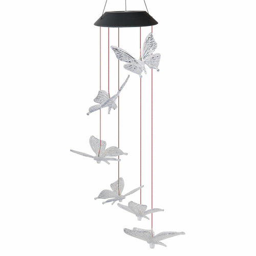 Color Changing Solar Power Wind Chime Crystal Ball Maroon Asteria
