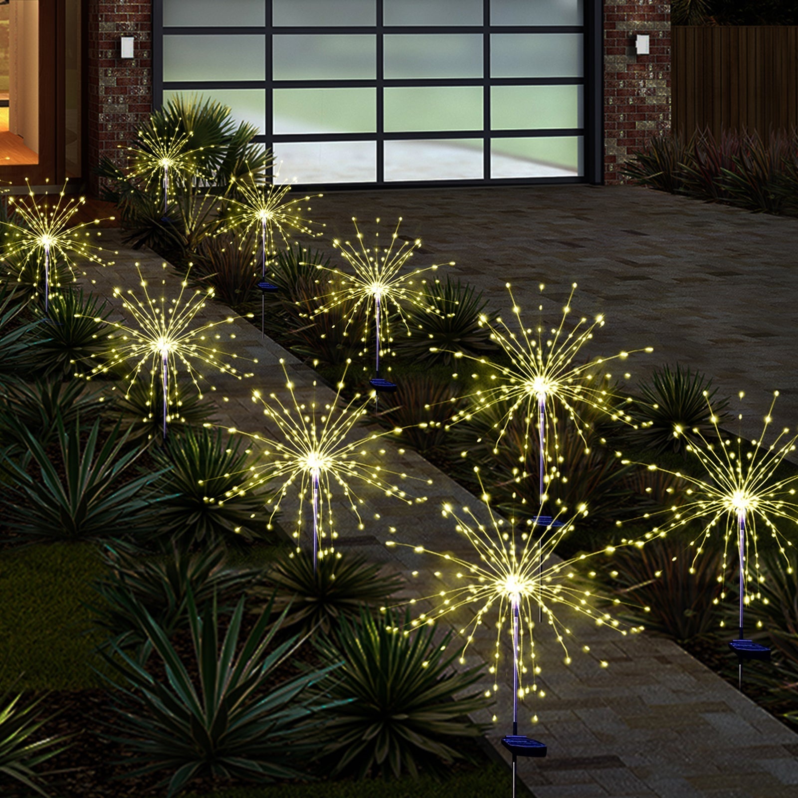 4PCS 120 LED Multi Color Outdoor Firework Solar Garden Decorative Pink Iolaus