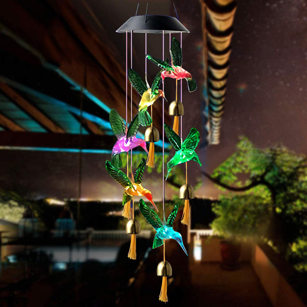 Color Changing Solar Power Wind Chime Crystal Ball Maroon Asteria