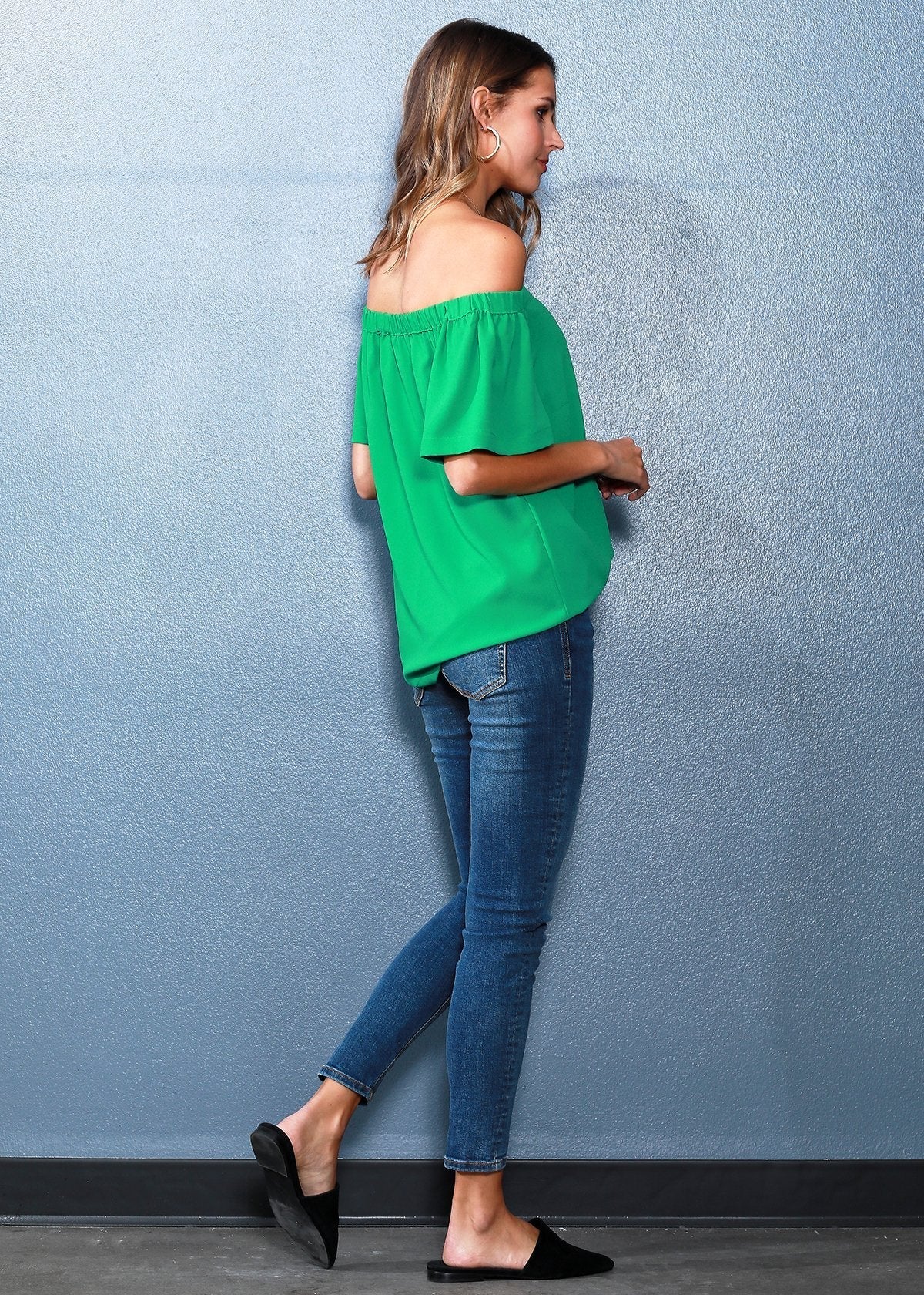 Women's Off Shoulder Top In Green Lemon Hera