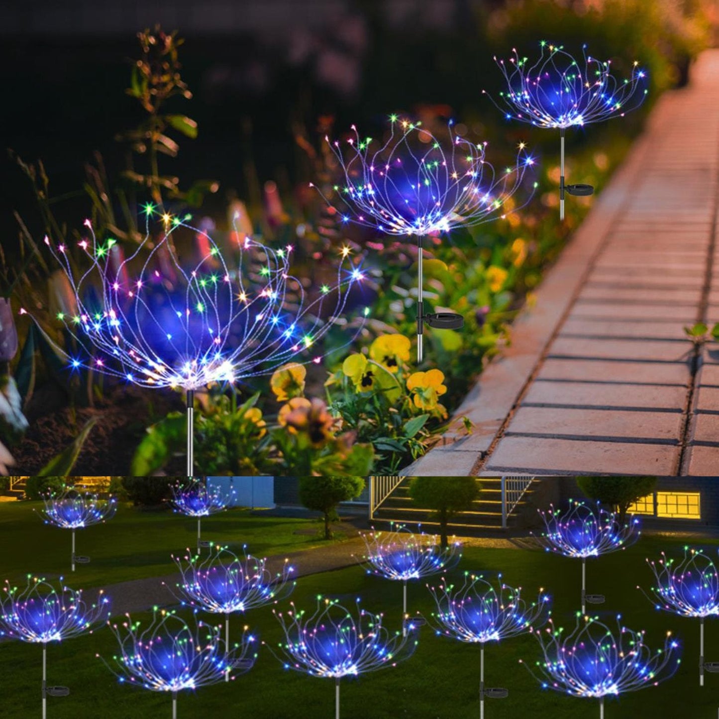 120LED  Solar Firework Lights Garden Christmas Decorations Pink Iolaus