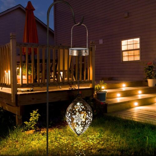 2Pcs Solar LED Hanging Lantern Lights Metal Garden Patio Decor Lights Pink Iolaus