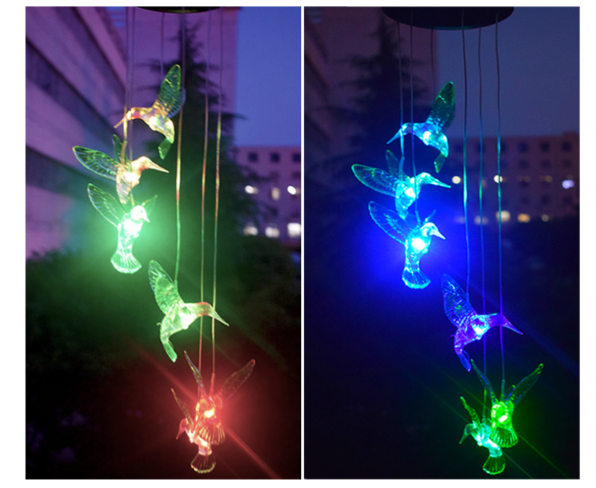 Color Changing Solar Power Wind Chime Crystal Ball Maroon Asteria