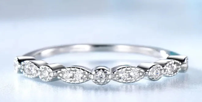 925 Sterling Silver Simple Silver Diamond Fashion Ring