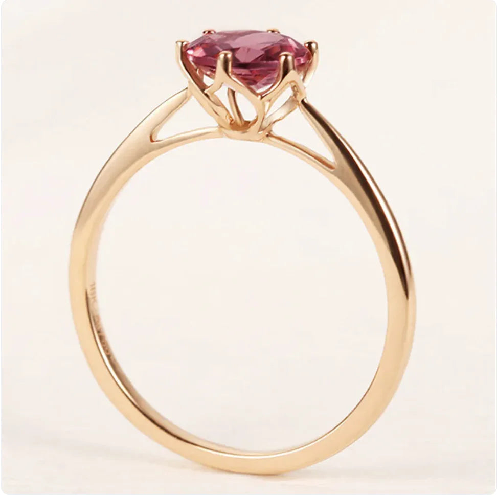 Pomegranate Red Six-Claw Gemstone Ring for Women