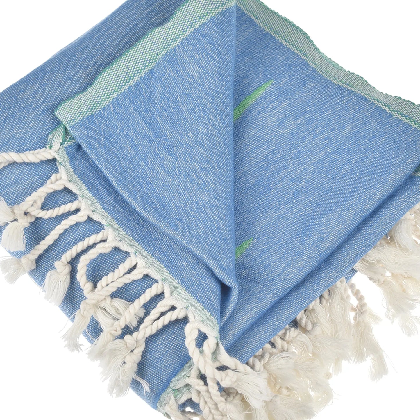 Exclusive Green Dolphins Peshtemal Pure Cotton Beach Towel Teal Oceanus