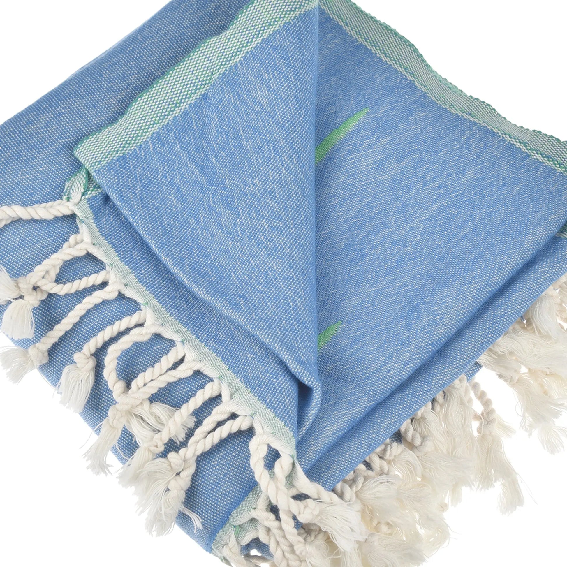 Exclusive Green Dolphins Peshtemal Pure Cotton Beach Towel Teal Oceanus