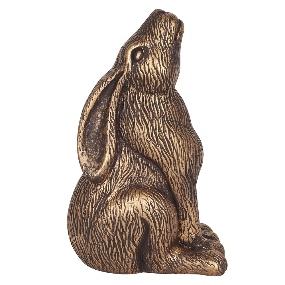 Bronze Terracotta Moon Gazing Hare Garden Ornament Lilac Erebus