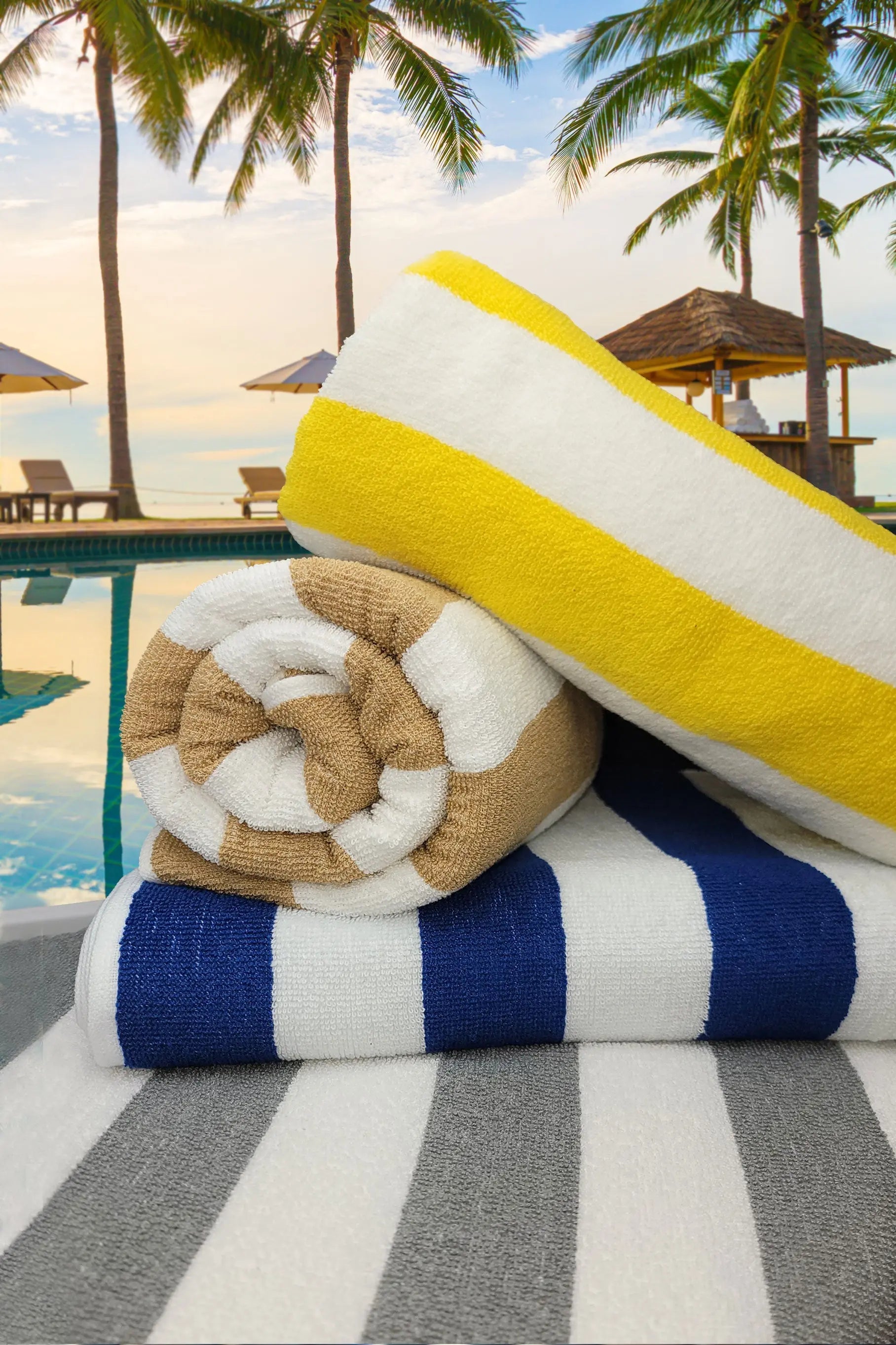 GPL Collection Cabana Stripes Pool/Beach Towels 2 PK Harlequin Ismene