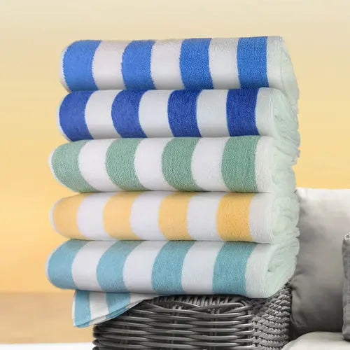 GPL Collection Cabana Stripes Pool/Beach Towels 2 PK Harlequin Ismene