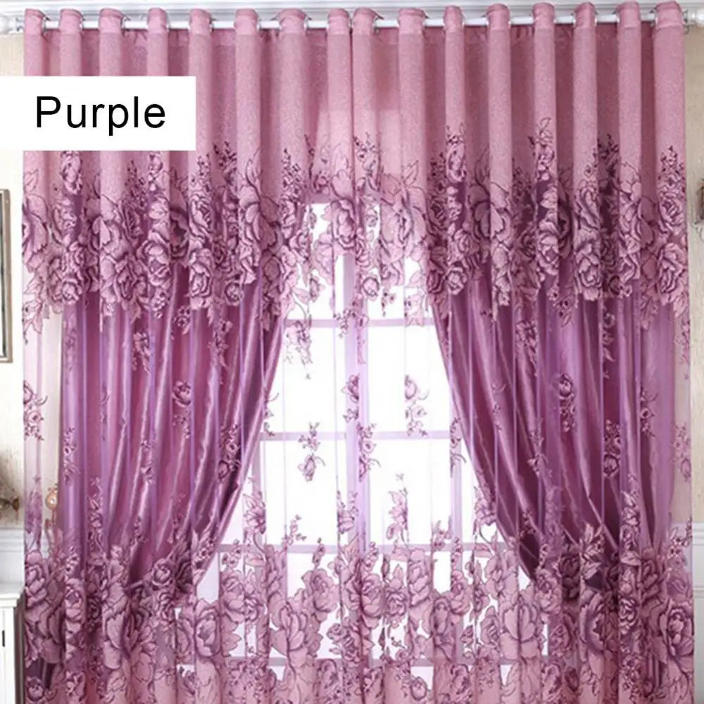 Flower Jacquard Tulle Window Curtain Drape Bedroom Balcony Living Room Decor