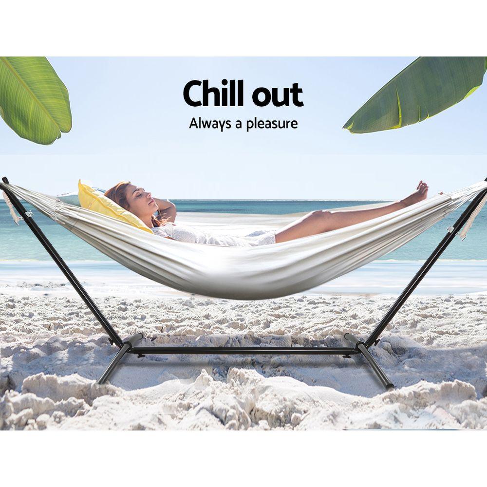 Gardeon Hammock Bed Camping Chair Outdoor Lounge Single Cotton with Ozdingo
