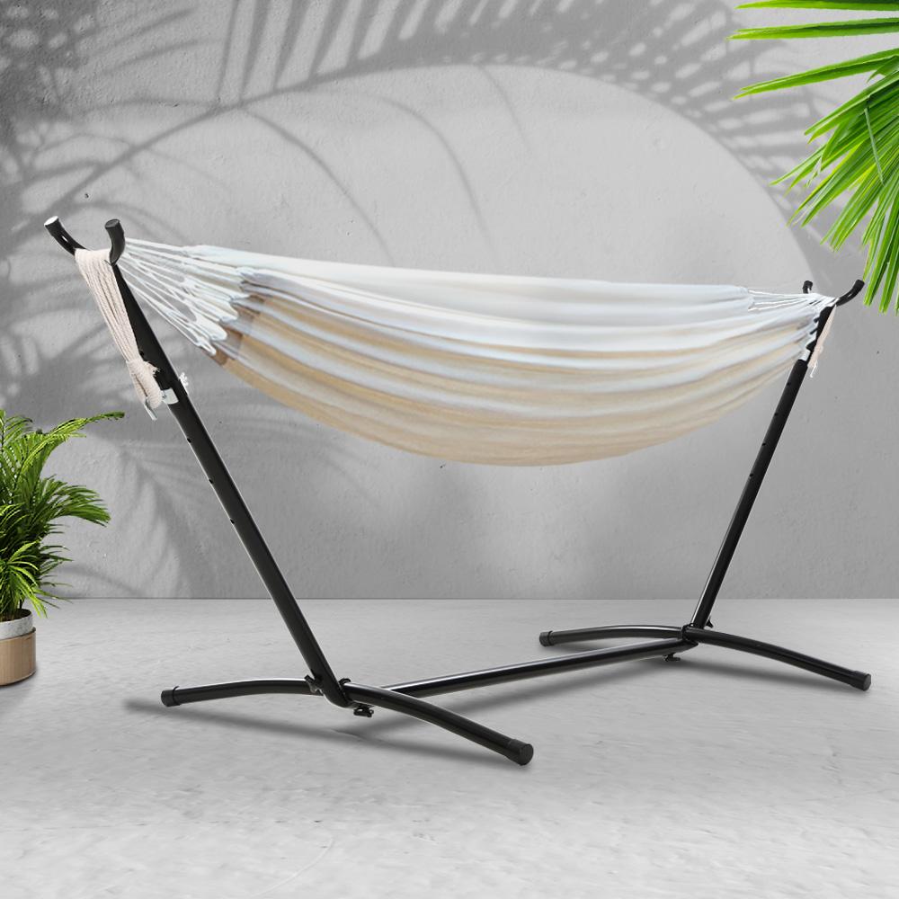 Gardeon Hammock Bed Camping Chair Outdoor Lounge Single Cotton with Ozdingo