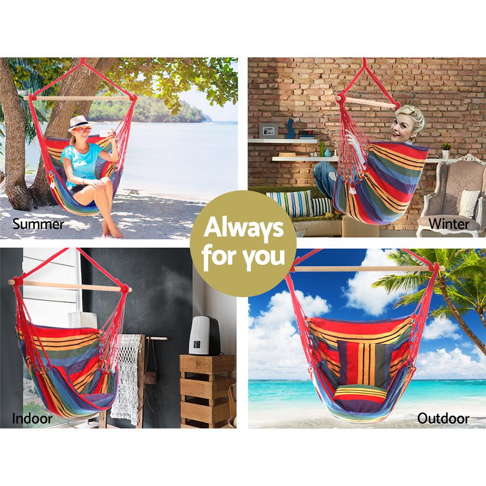 Gardeon Hammock Chair Outdoor Camping Hanging Hammocks Cushion Pillow Ozdingo