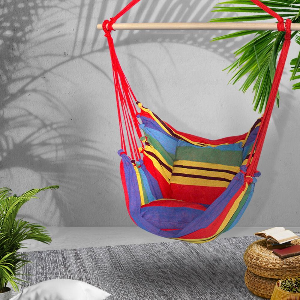 Gardeon Hammock Chair Outdoor Camping Hanging Hammocks Cushion Pillow Ozdingo
