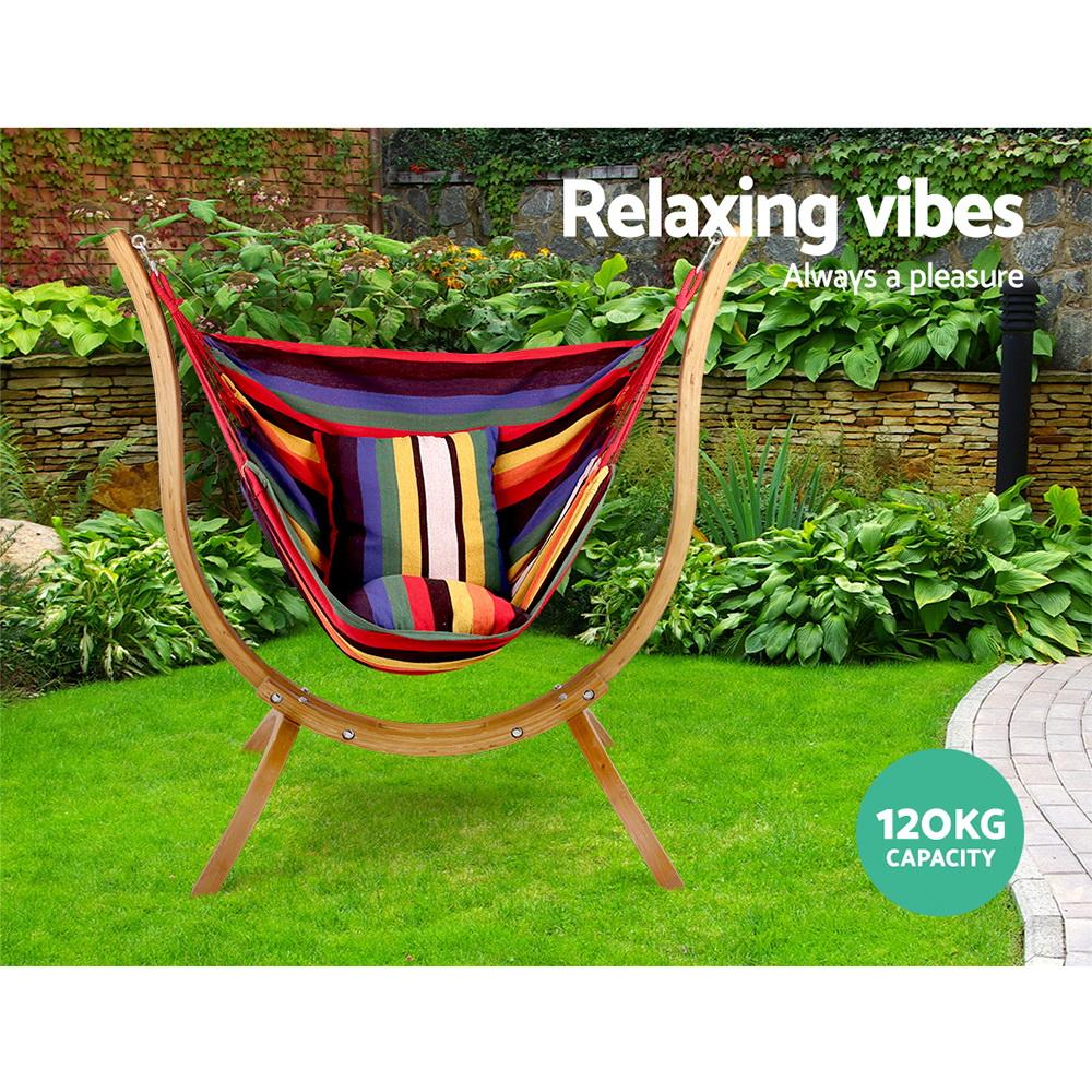 Gardeon Hammock Chair Timber Outdoor Furniture Camping with Wooden Ozdingo