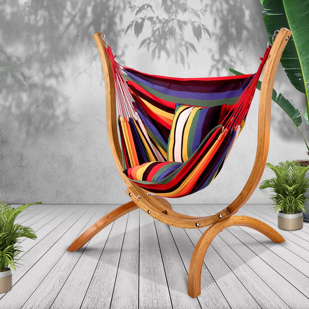Gardeon Hammock Chair Timber Outdoor Furniture Camping with Wooden Ozdingo