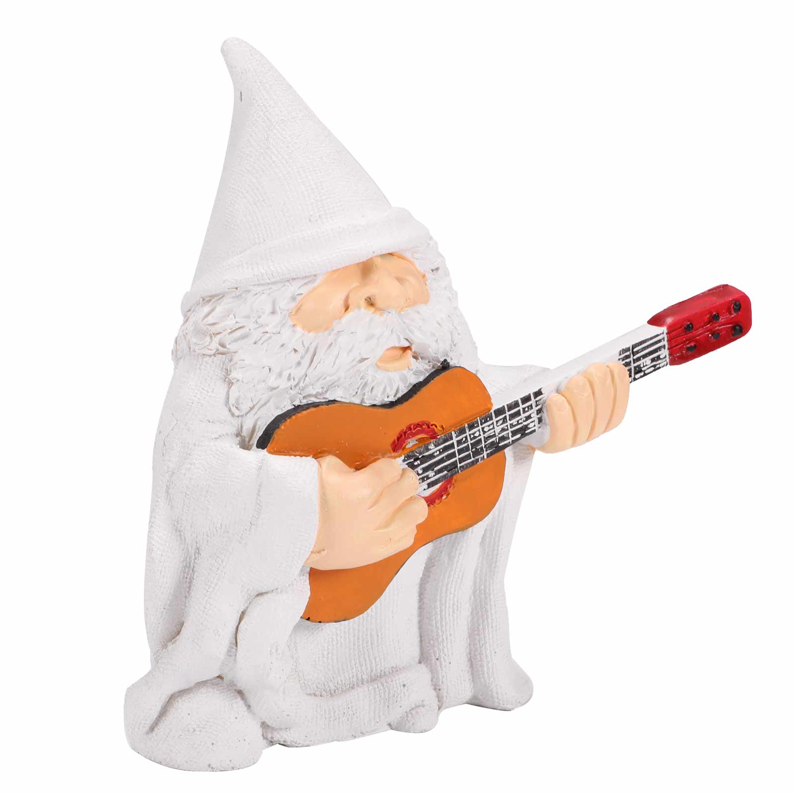 Playing Guitar Dwarf Statue Decorative Garden Gnome Statue Maroon Asteria