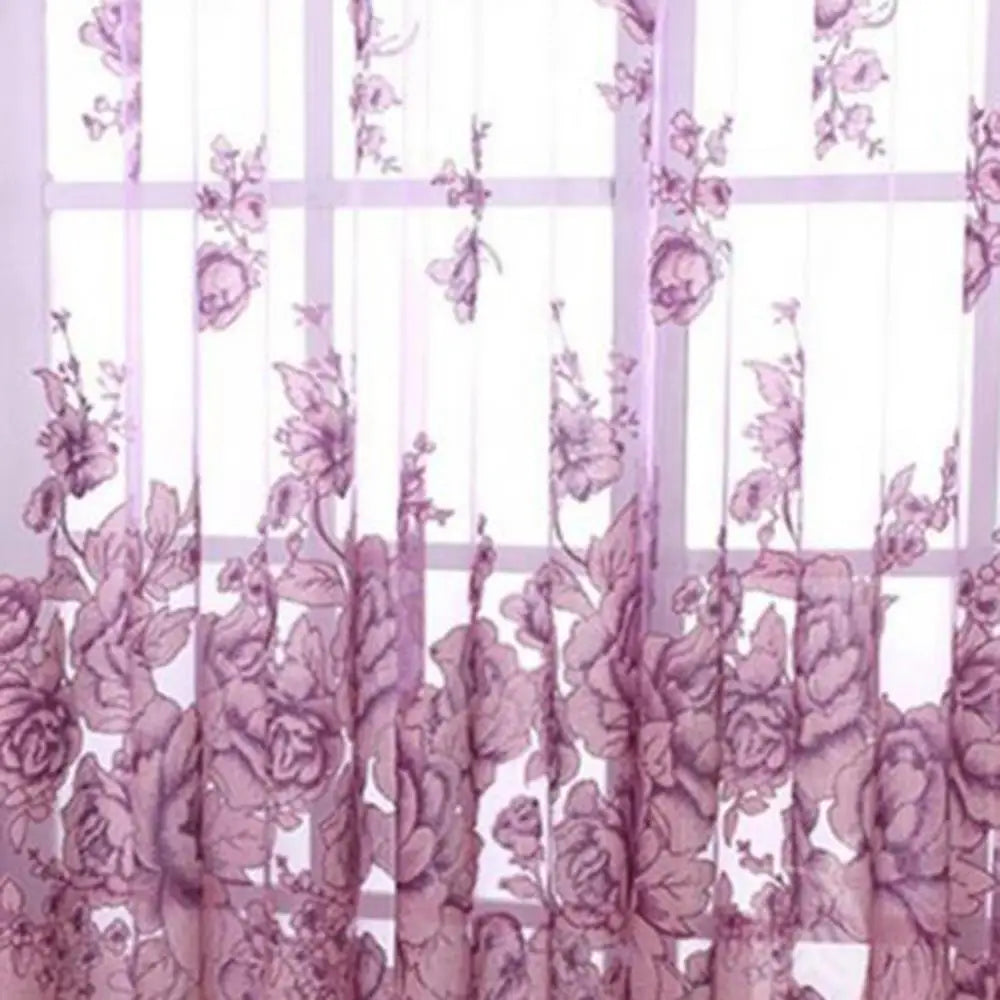 Flower Jacquard Tulle Window Curtain Drape Bedroom Balcony Living Room Decor