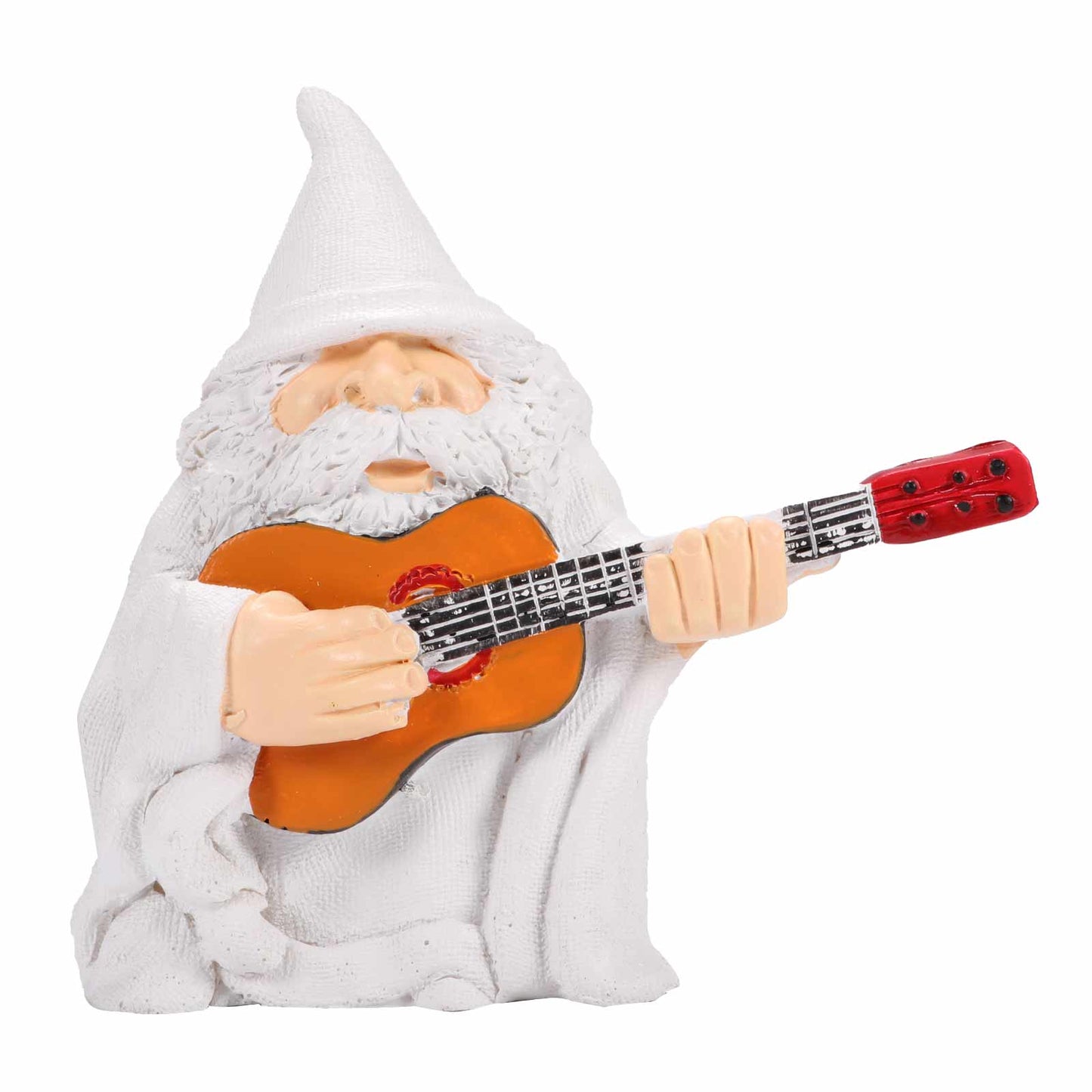 Playing Guitar Dwarf Statue Decorative Garden Gnome Statue Maroon Asteria