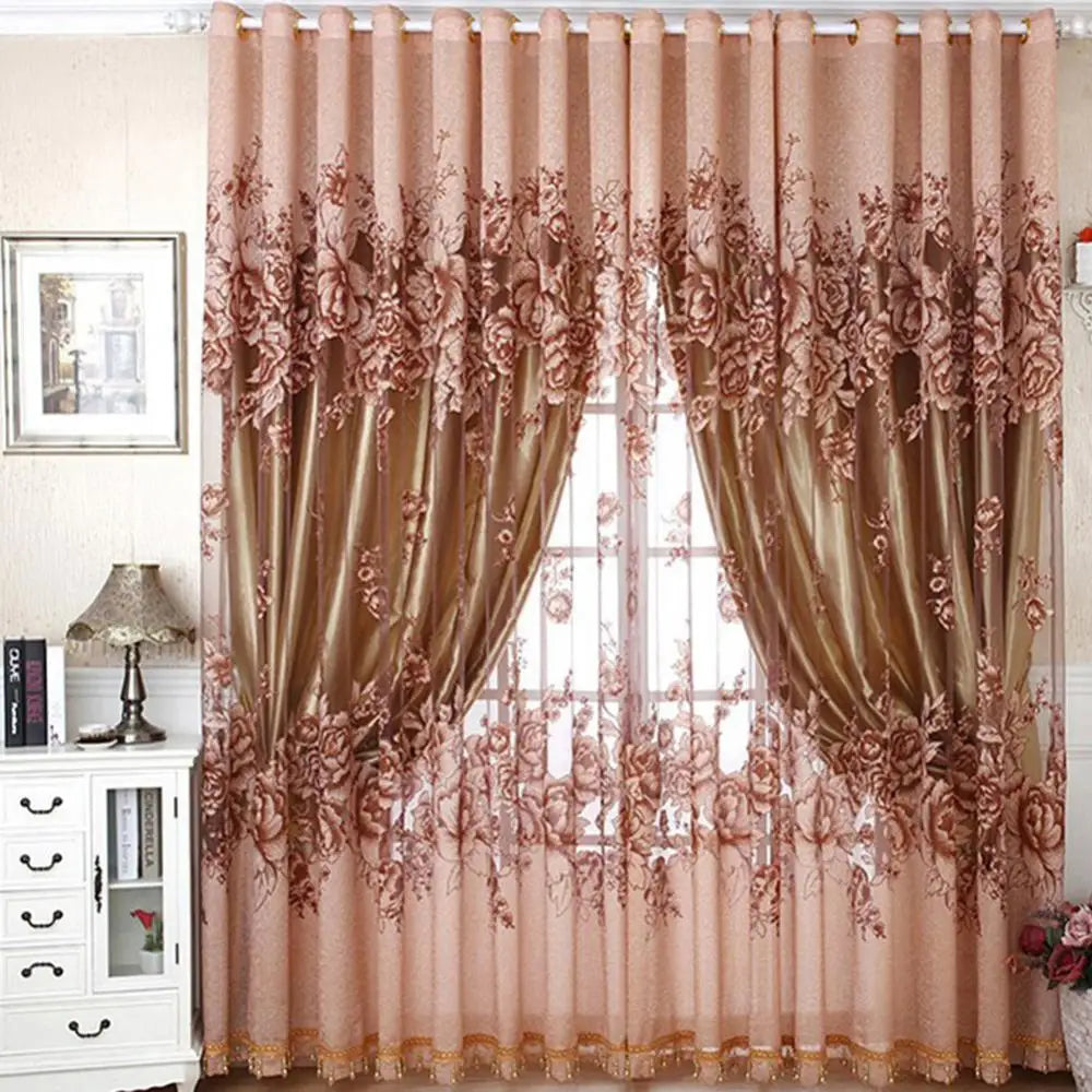 Flower Jacquard Tulle Window Curtain Drape Bedroom Balcony Living Room Decor