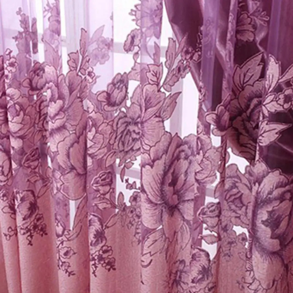 Flower Jacquard Tulle Window Curtain Drape Bedroom Balcony Living Room Decor