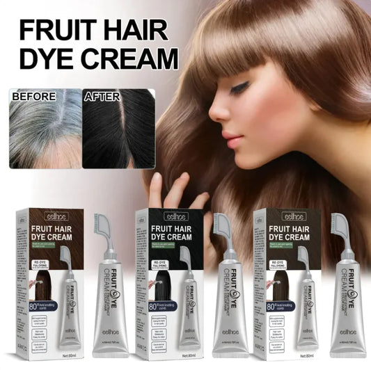 Natural Black Fruit Dye Cream – Gentle Gray Coverage with Built-In Comb