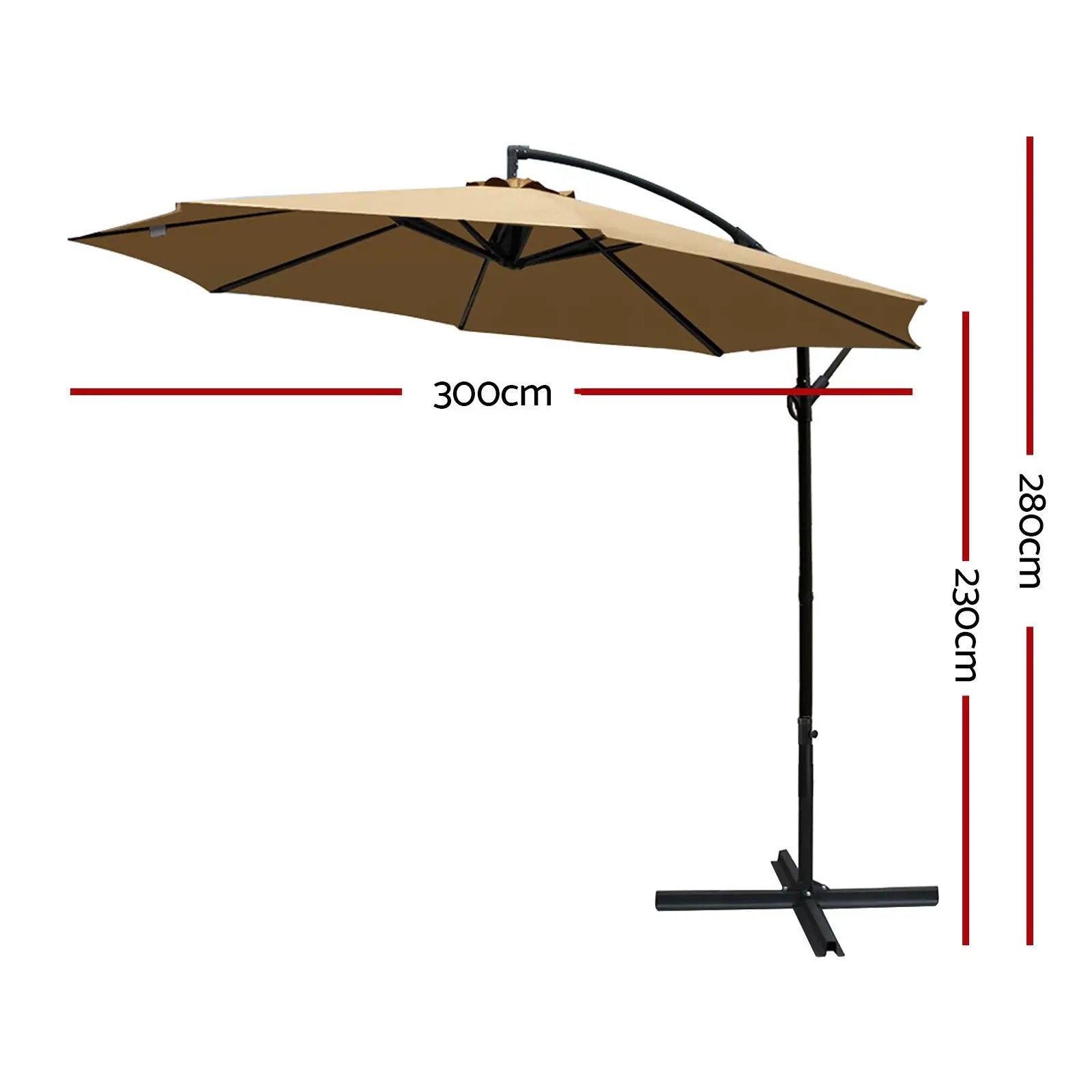 Instahut 3m Outdoor Umbrella Cantilever Beach Garden Patio Beige Ozdingo