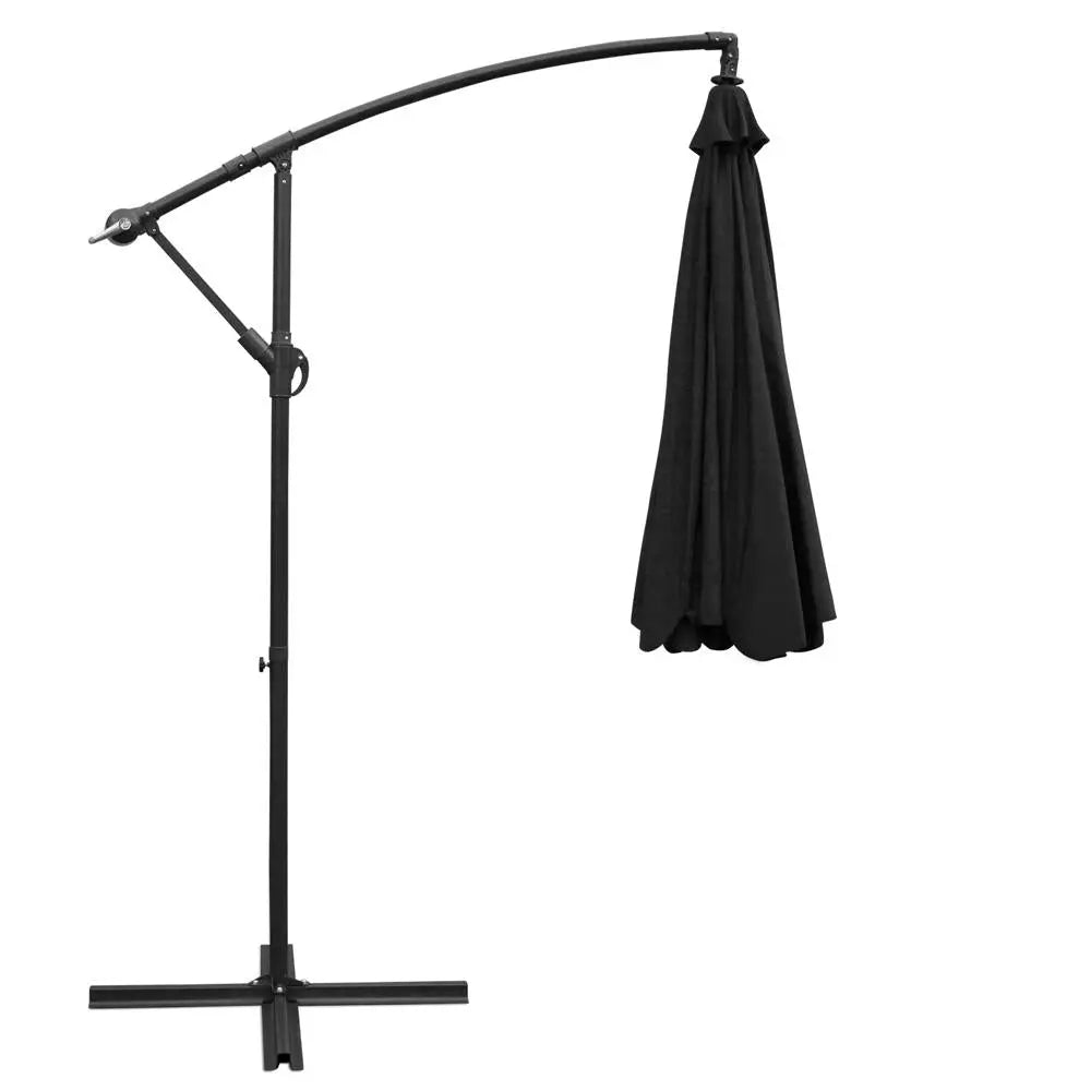 Instahut 3m Outdoor Umbrella Cantilever Beach Garden Patio Black Ozdingo