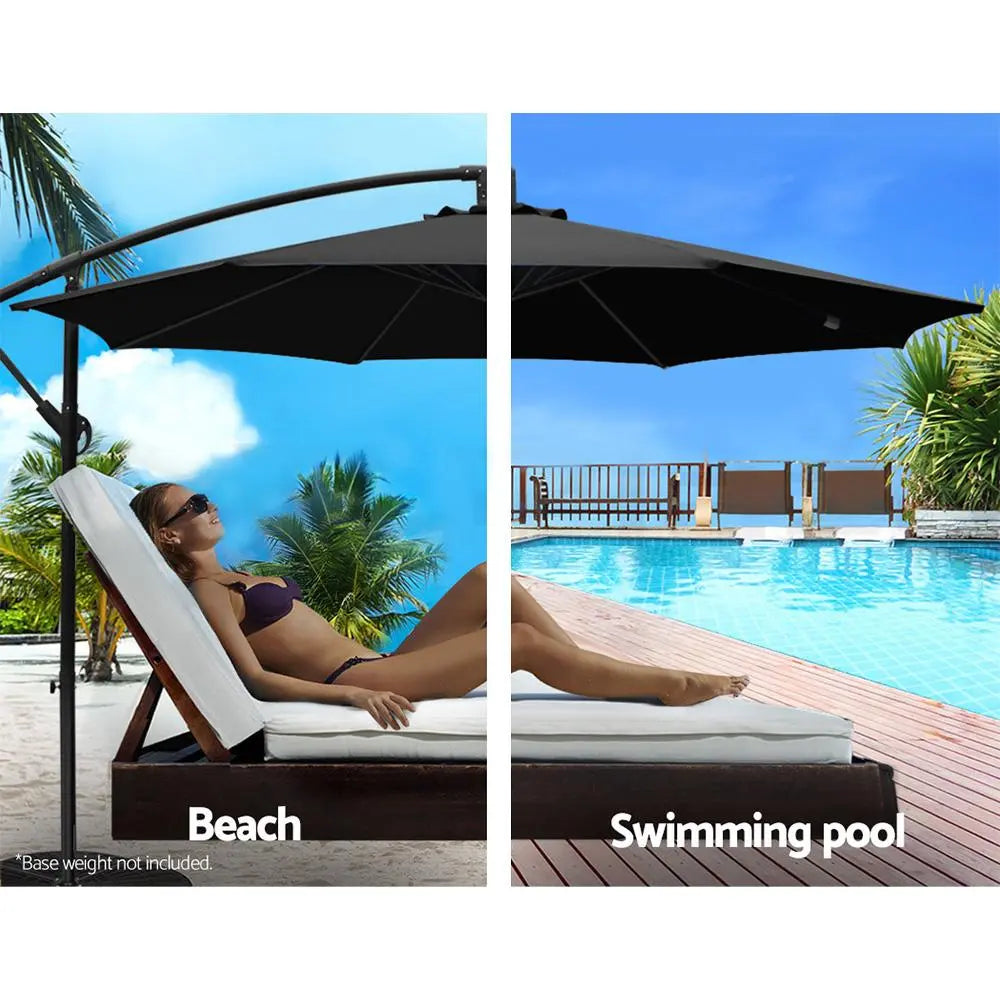 Instahut 3m Outdoor Umbrella Cantilever Beach Garden Patio Black Ozdingo