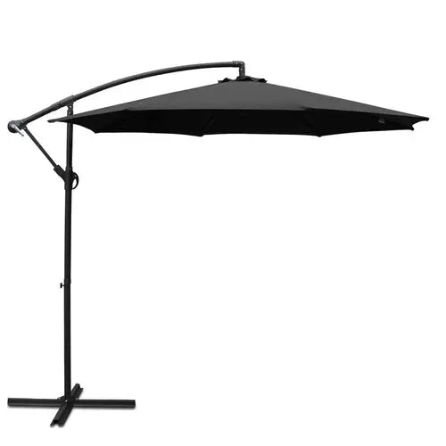 Instahut 3m Outdoor Umbrella Cantilever Beach Garden Patio Black Ozdingo
