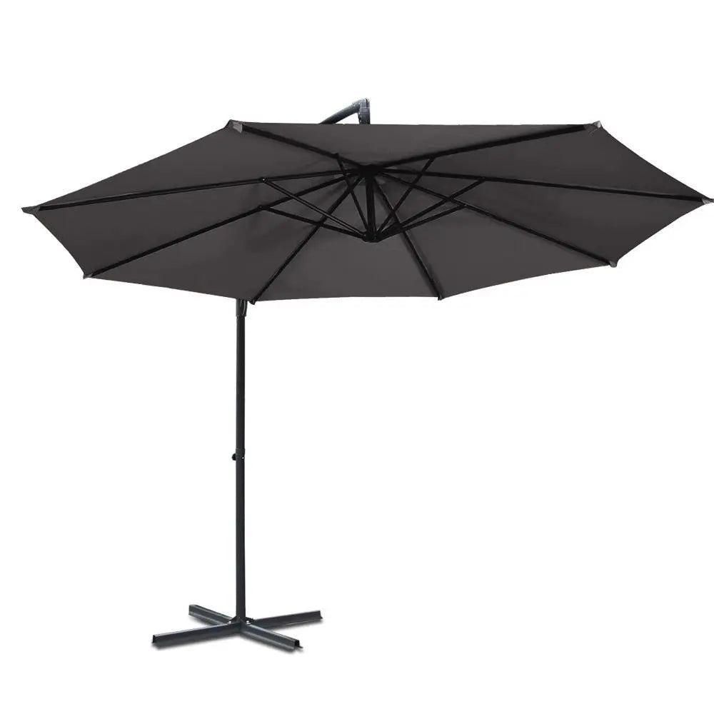 Instahut 3m Outdoor Umbrella Cantilever Beach Garden Patio Charcoal Ozdingo
