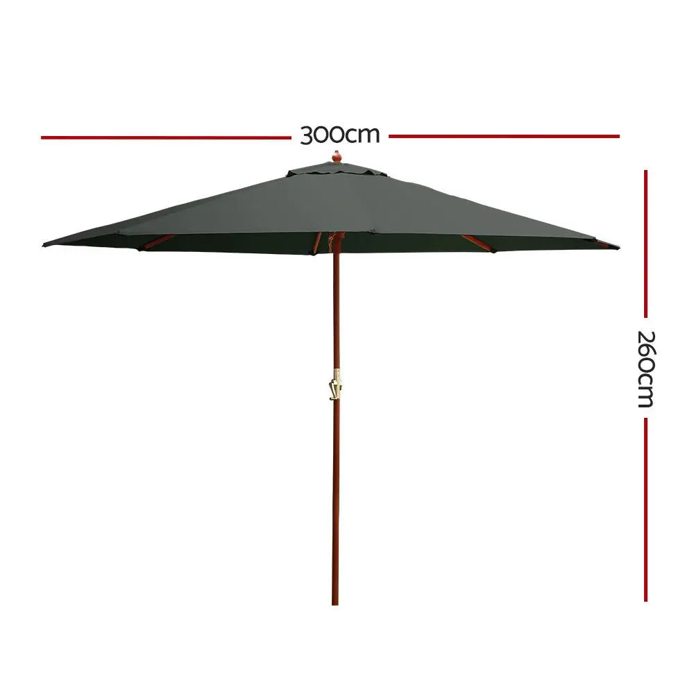 Instahut 3m Outdoor Umbrella Pole Umbrellas Beach Garden Sun Stand Ozdingo