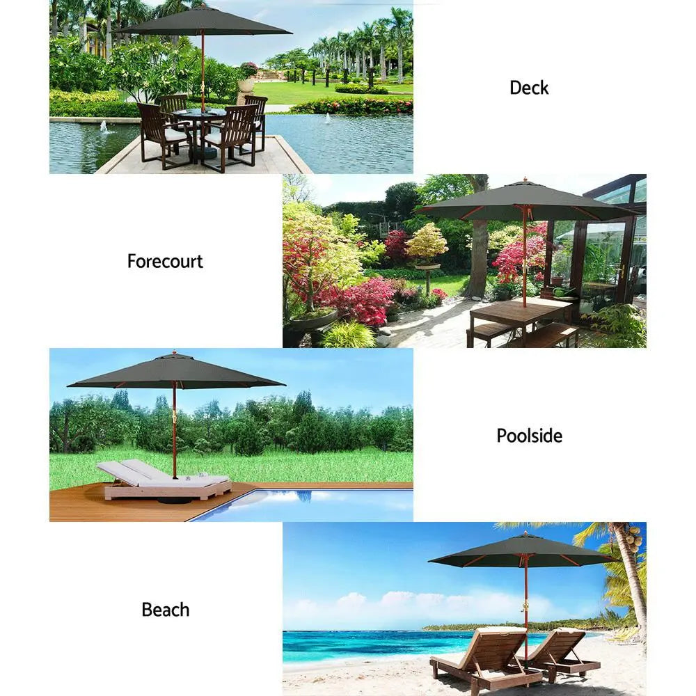 Instahut 3m Outdoor Umbrella Pole Umbrellas Beach Garden Sun Stand Ozdingo