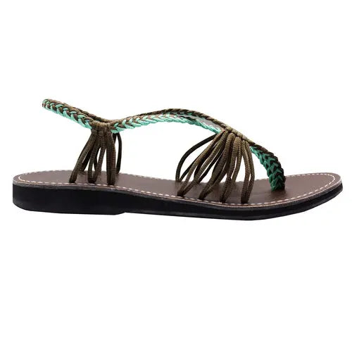 Markerandhands Handwoven Rope Flat Sandals For Women Airy Turquoise Orchid Baobab