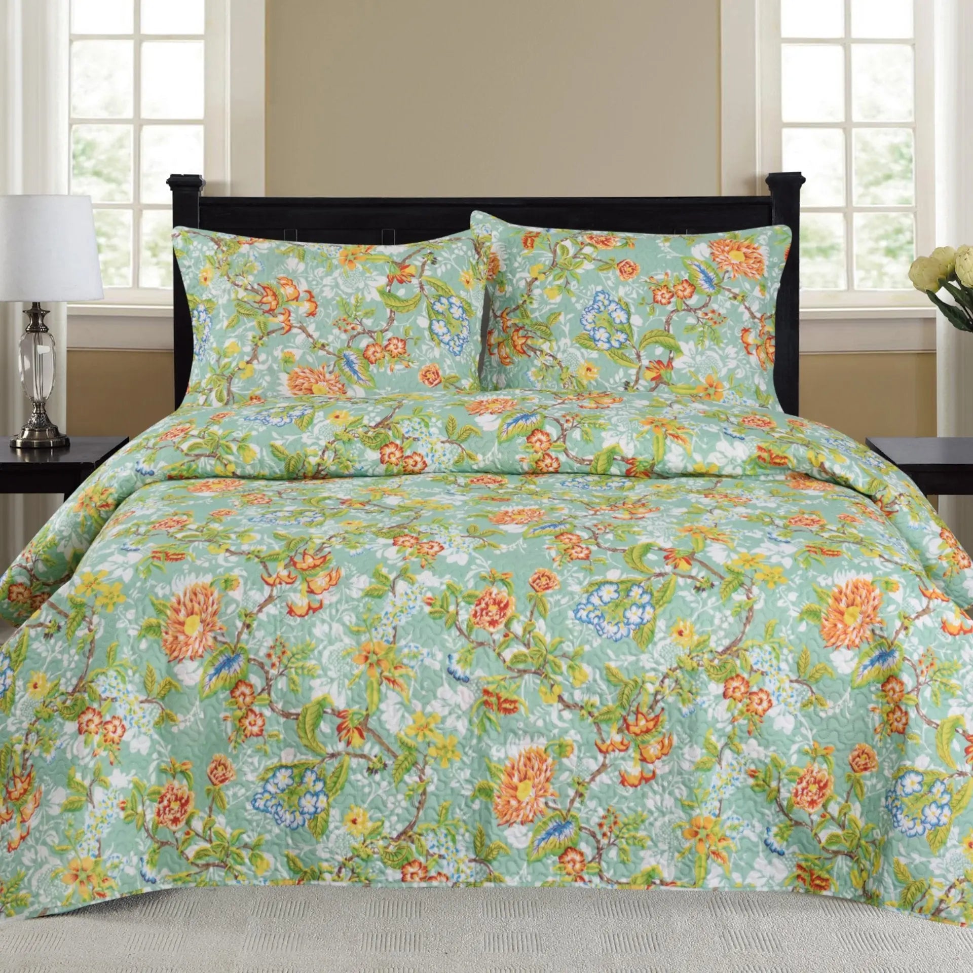 Nikki - 3 Piece Quilt Set - Green Azure Zeus