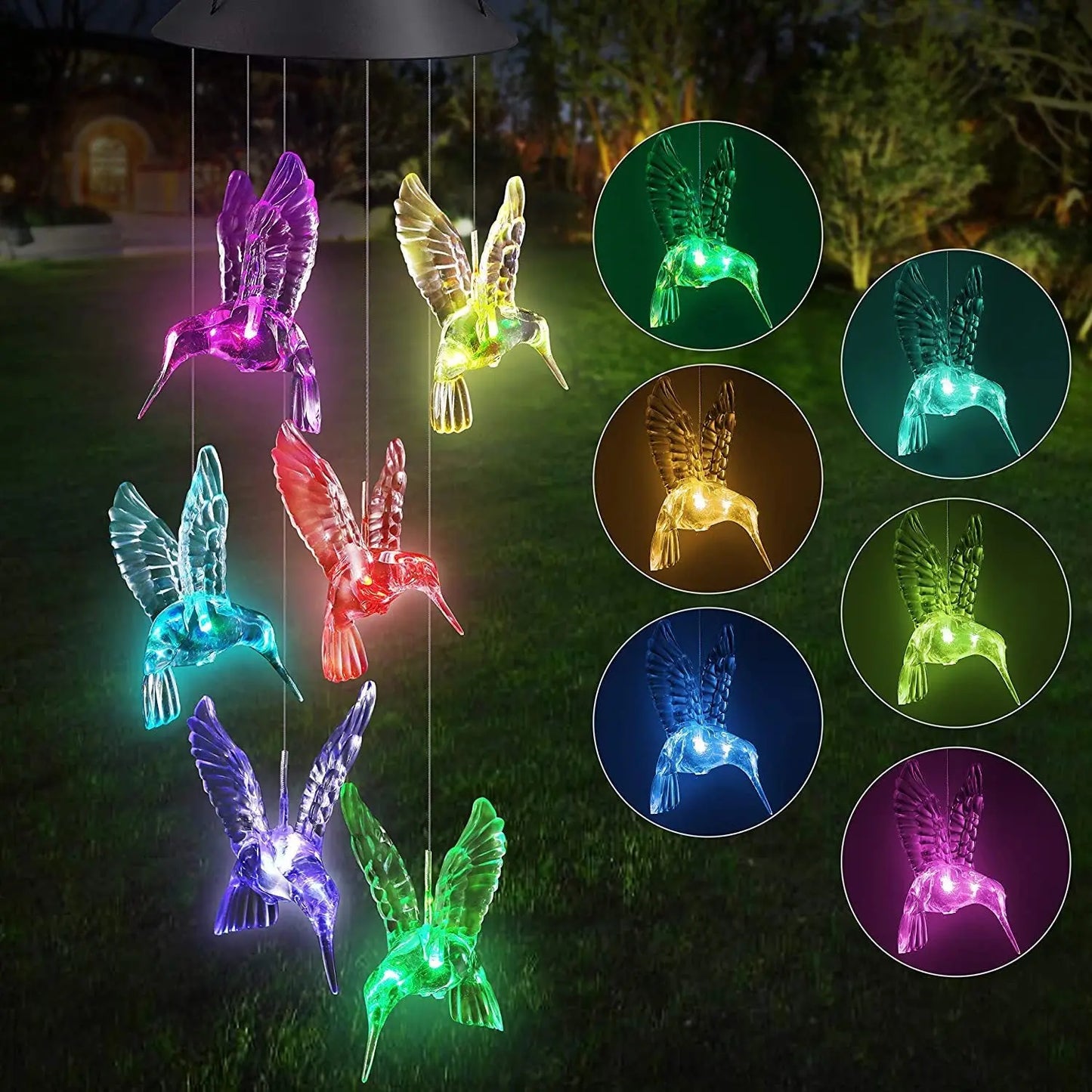 Outdoor solar LED  wind chime butterfly wind chime garden light Pink Iolaus