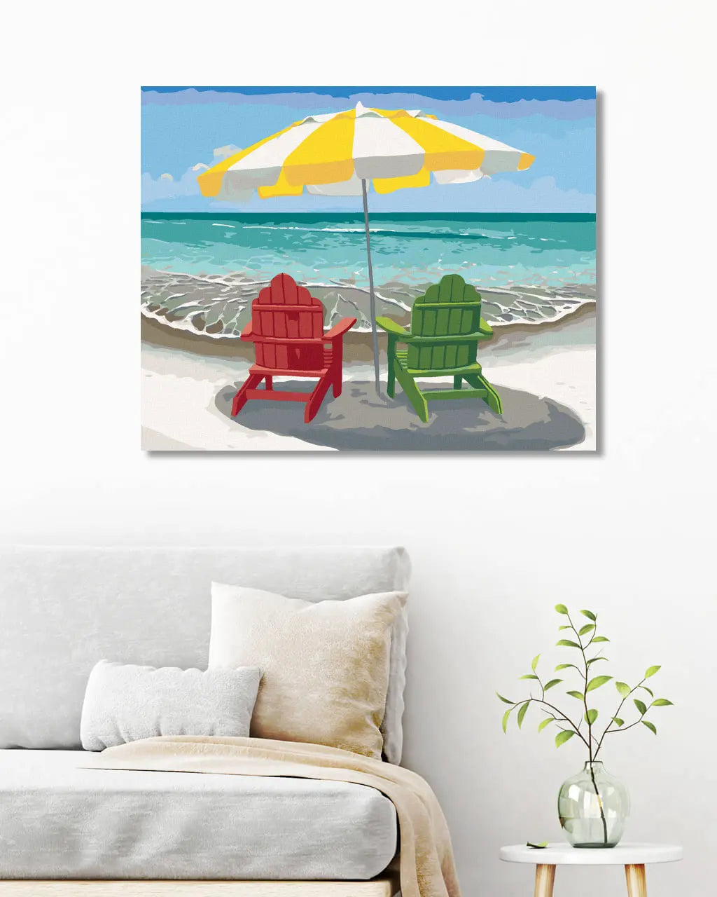 Paint by Numbers - WOODEN CHAIR WITH UMBRELLA ON THE BEACH (ROBERT Erin Medea