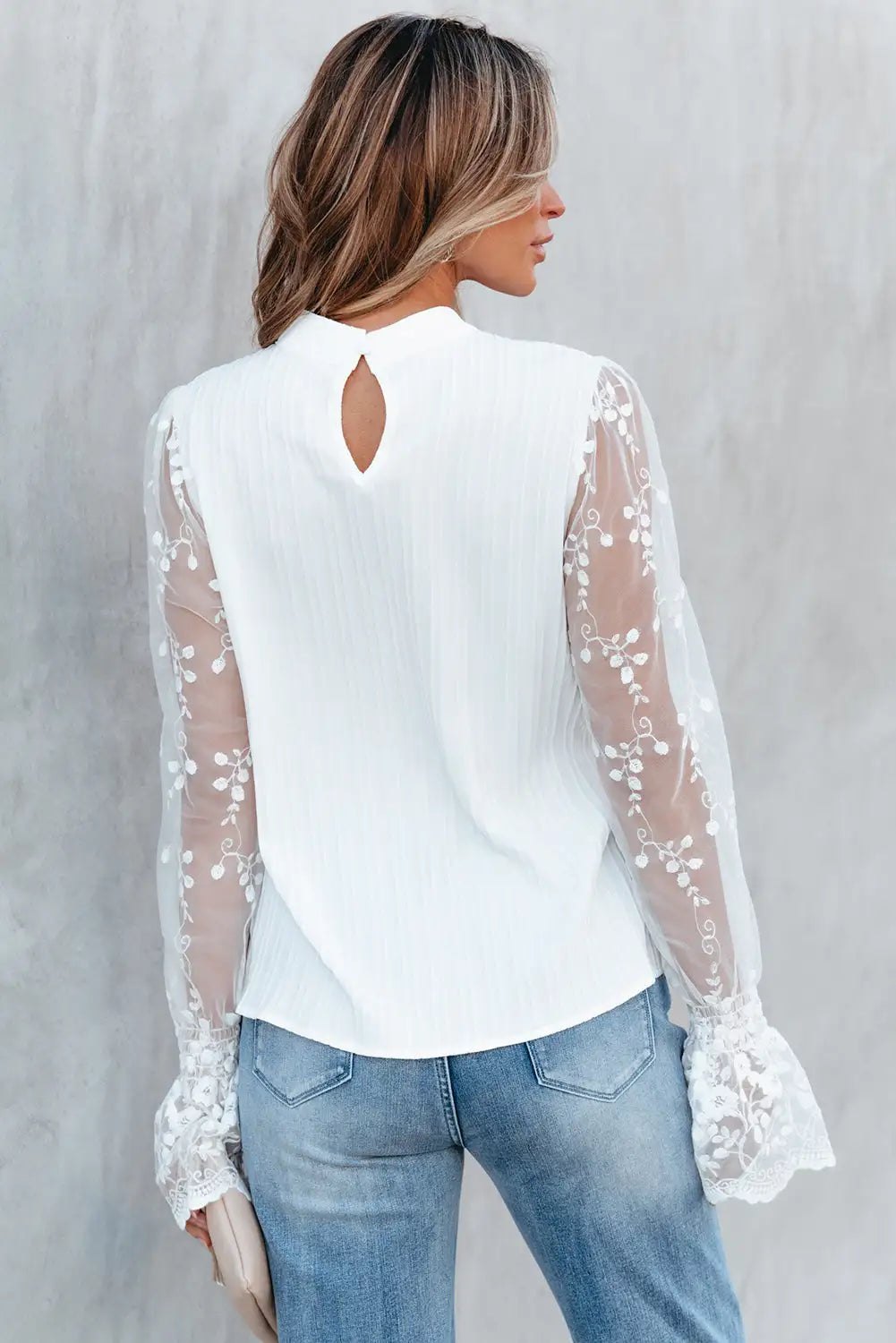 White Blouse with Contrast Lace