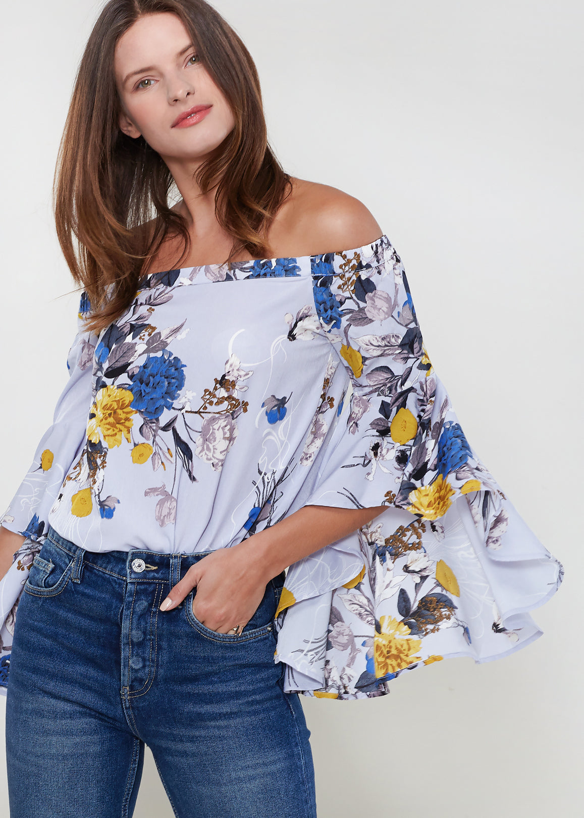 Women's Bell Sleeve Off The Shoulder Top Lemon Hera
