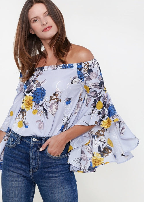Women's Bell Sleeve Off The Shoulder Top Lemon Hera