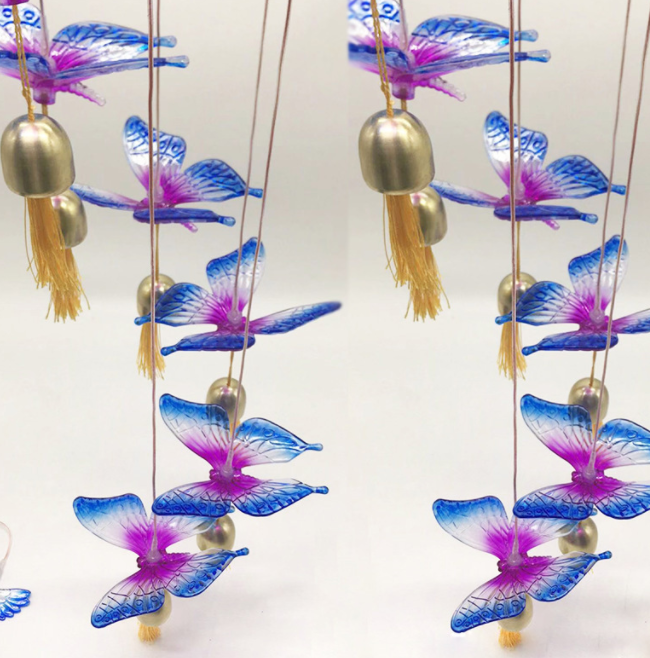 Color Changing Solar Power Wind Chime Crystal Ball Maroon Asteria