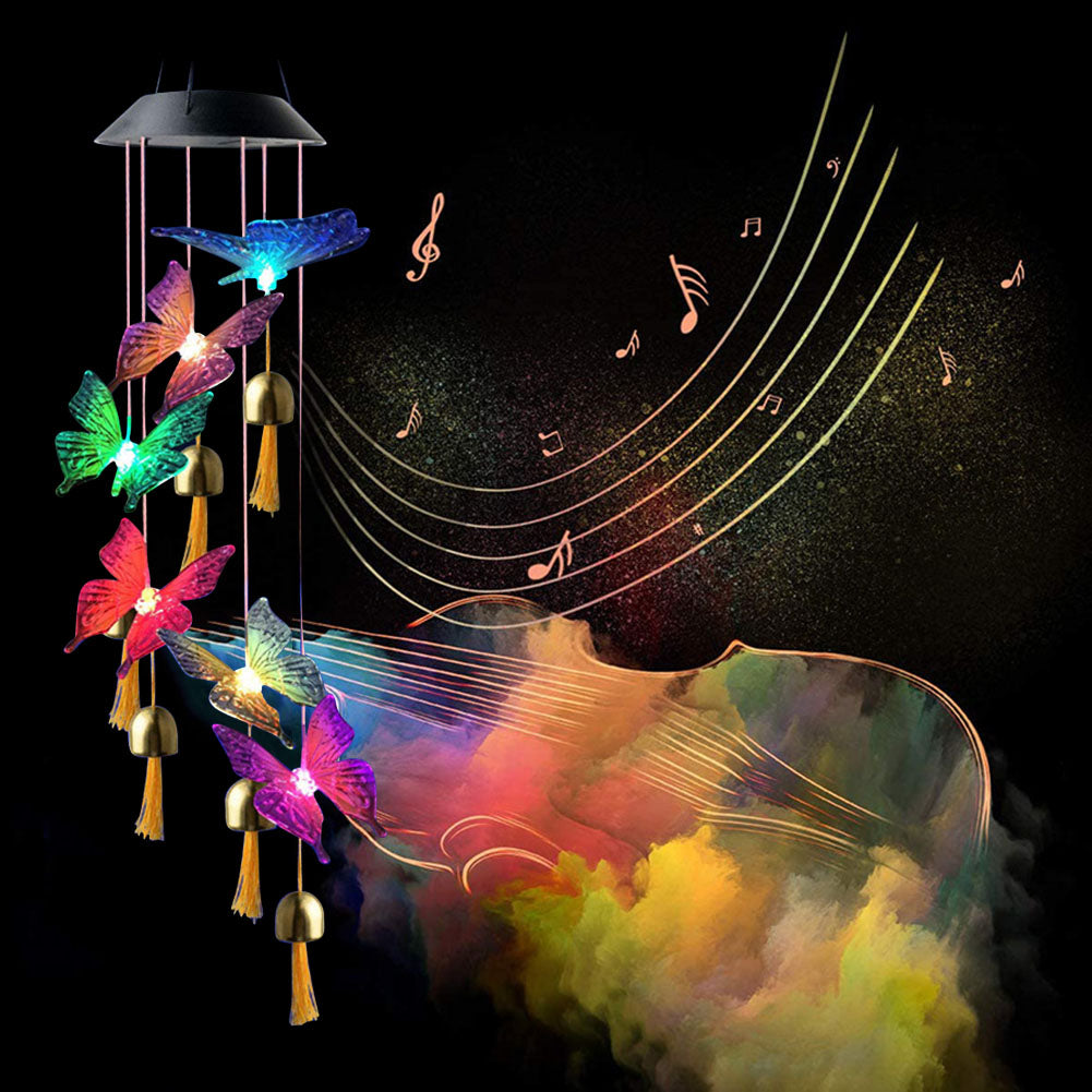 Color Changing Solar Power Wind Chime Crystal Ball Maroon Asteria