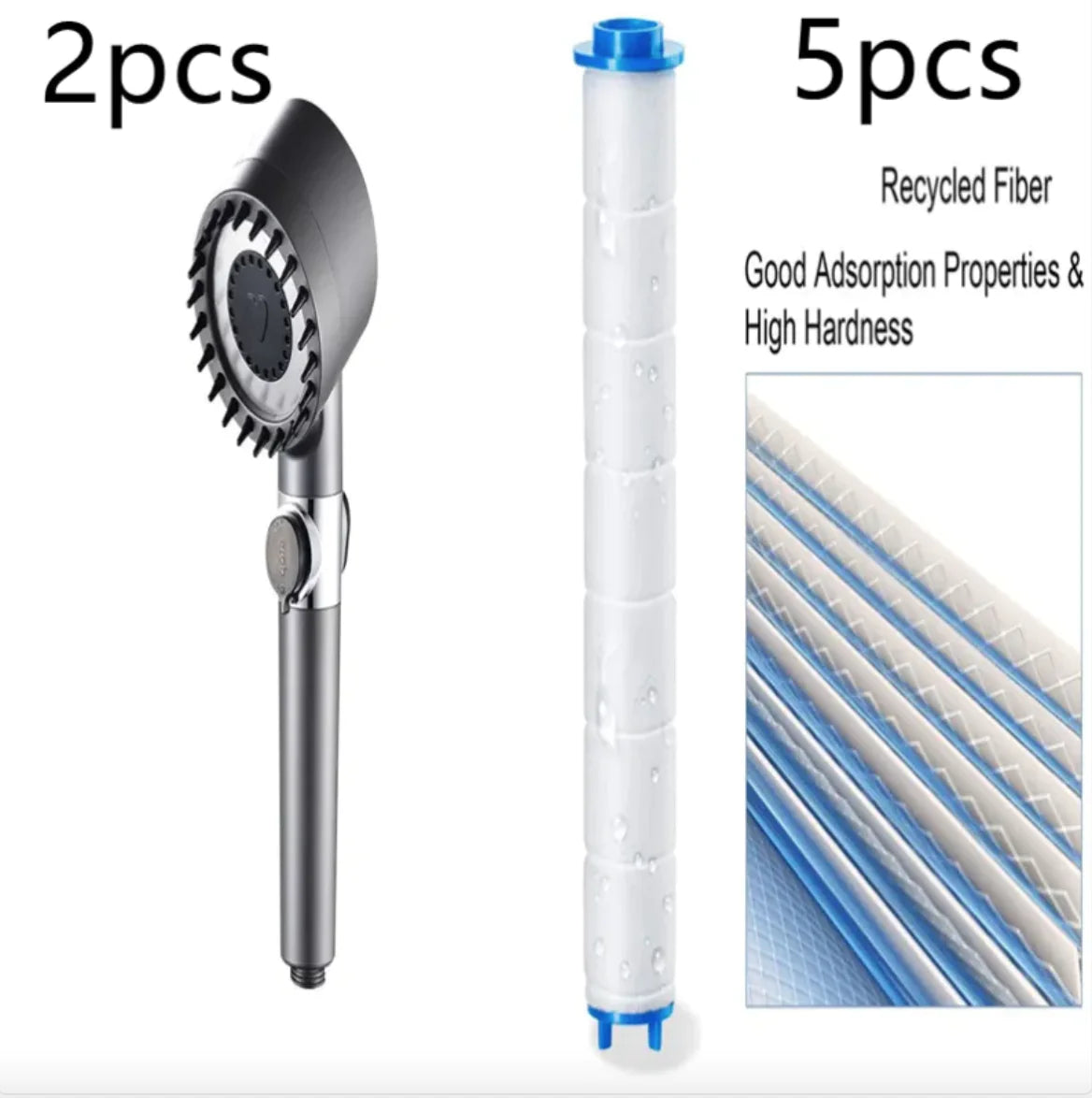 3-Mode High-Pressure Shower Head with Portable Filter