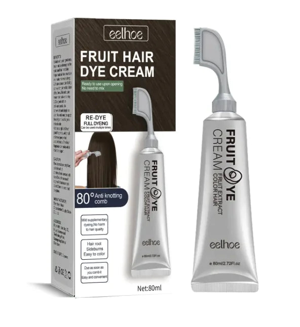 Natural Black Fruit Dye Cream – Gentle Gray Coverage with Built-In Comb